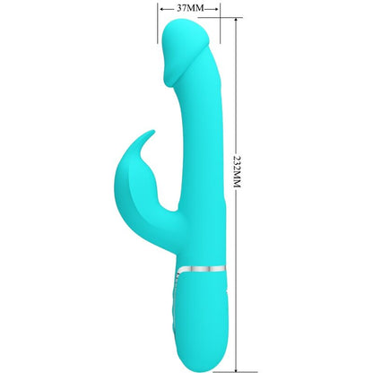PRETTY LOVE - VIBRATORE CONIGLIO MULTIFUNZIONE 3 IN 1 KAMPAS CON LINGUA VERDE ACQUA