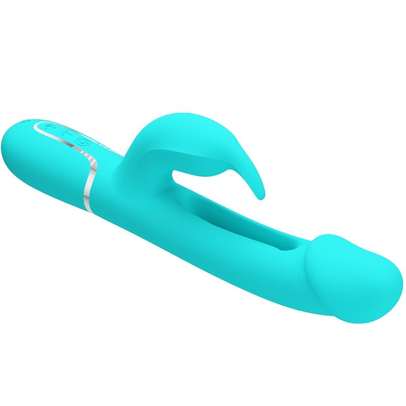 PRETTY LOVE - VIBRATORE CONIGLIO MULTIFUNZIONE 3 IN 1 KAMPAS CON LINGUA VERDE ACQUA