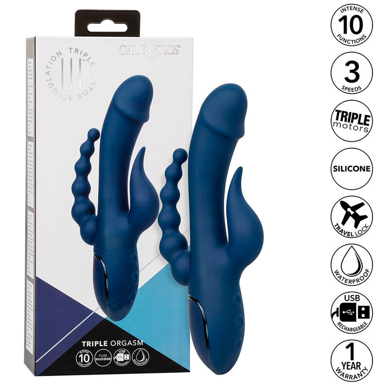 CALEXOTICS - VIBRATORE BLU TRIPLO ORGASMO