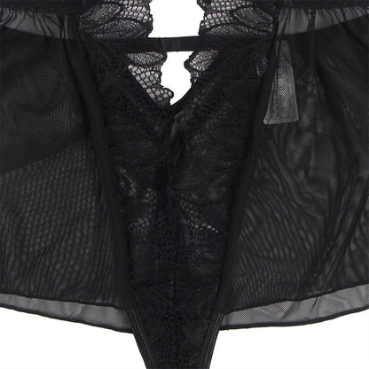 SUBBLIME - TEDDY CON COLLO ALTO E SCHIENA APERTA IN PIZZO NERO L/XL
