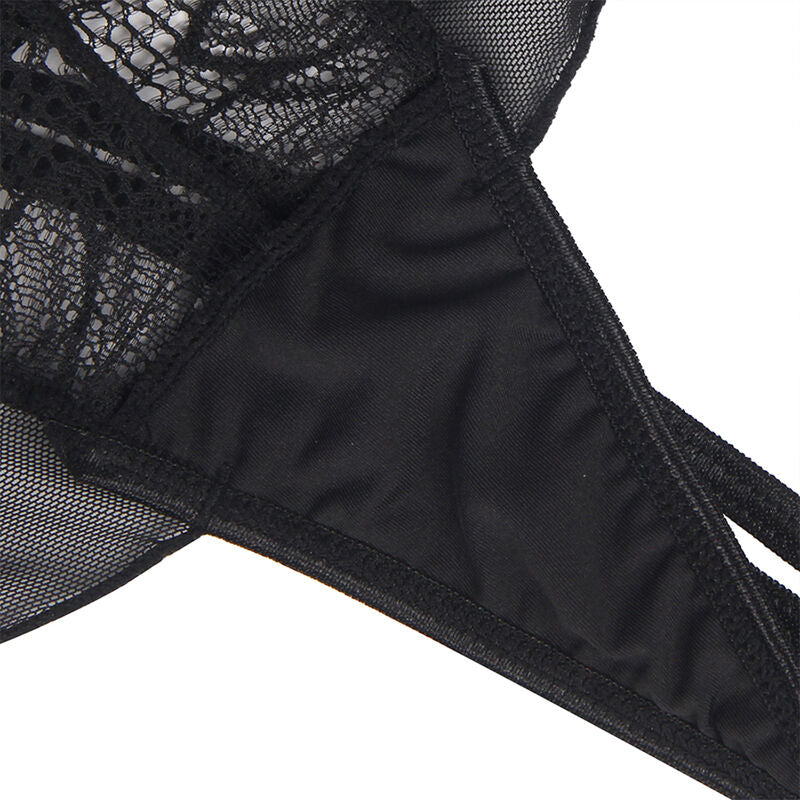 SUBBLIME - TEDDY CON COLLO ALTO E SCHIENA APERTA IN PIZZO NERO L/XL
