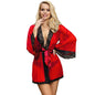 SUBBLIME - VESTAGLIA IN TESSUTO TRASPARENTE CON DETTAGLIO IN PIZZO ROSSO L/XL