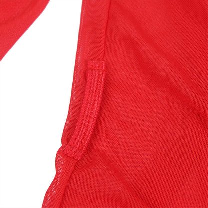SUBBLIME - VESTAGLIA IN TESSUTO TRASPARENTE CON DETTAGLIO IN PIZZO ROSSO L/XL