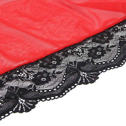 SUBBLIME - VESTAGLIA IN TESSUTO TRASPARENTE CON DETTAGLIO IN PIZZO ROSSO L/XL