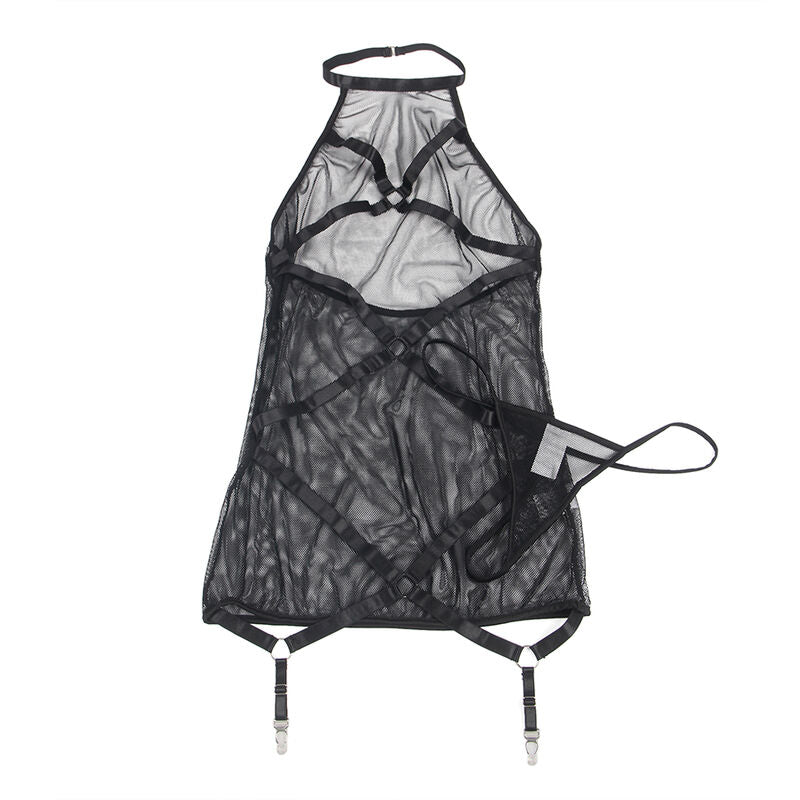 SUBBLIME - ABITO NERO TRASPARENTE CON SCOLLO AL CENTRO L/XL