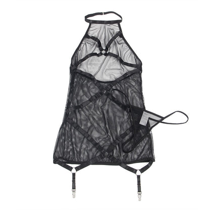 SUBBLIME - ABITO NERO TRASPARENTE CON SCOLLO AL CENTRO L/XL