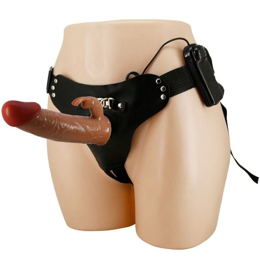 PRETTY LOVE - MARION HARNESS SLIP UNIVERSALE CON DILDO VIBRANTE 19 CM MULATTO
