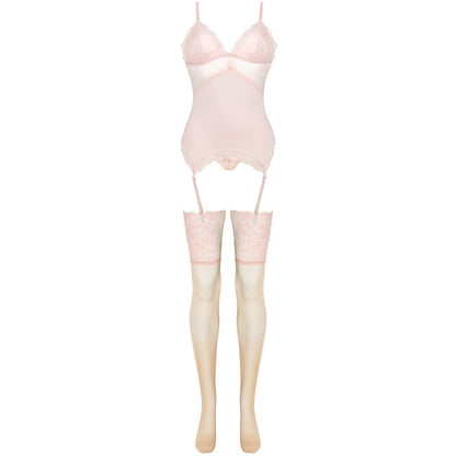LIVCO CORSETTI FASHION - PERSINNE PEACH SET CORSET + PANTY + MEDIAS L/XL