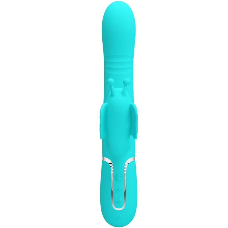 PRETTY LOVE - VIBRATORE CONIGLIO MULTIFUNZIONALE 4 IN 1 FARFALLA VERDE ACQUA
