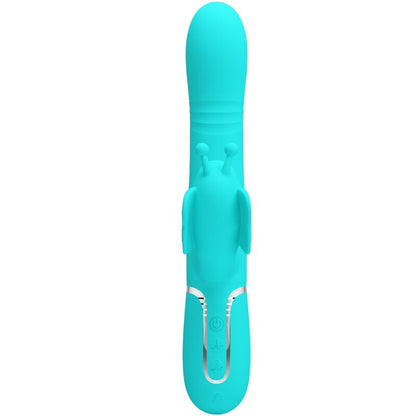 PRETTY LOVE - VIBRATORE CONIGLIO MULTIFUNZIONALE 4 IN 1 FARFALLA VERDE ACQUA