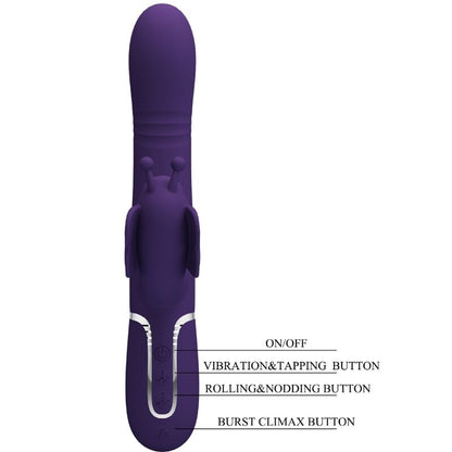 PRETTY LOVE - VIBRATORE CONIGLIO MULTIFUNZIONE 4 IN 1 FARFALLA VIOLA