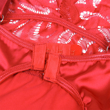 SUBBLIME - BABYDOLL SATINADO CON ENCAJE ROJO L/XL