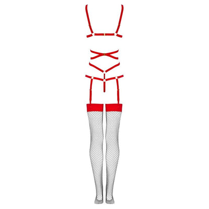 LIVCO CORSETTI FASHION - THIARA LC 20213 SET BODY + MEDIAS ROJA L/XL