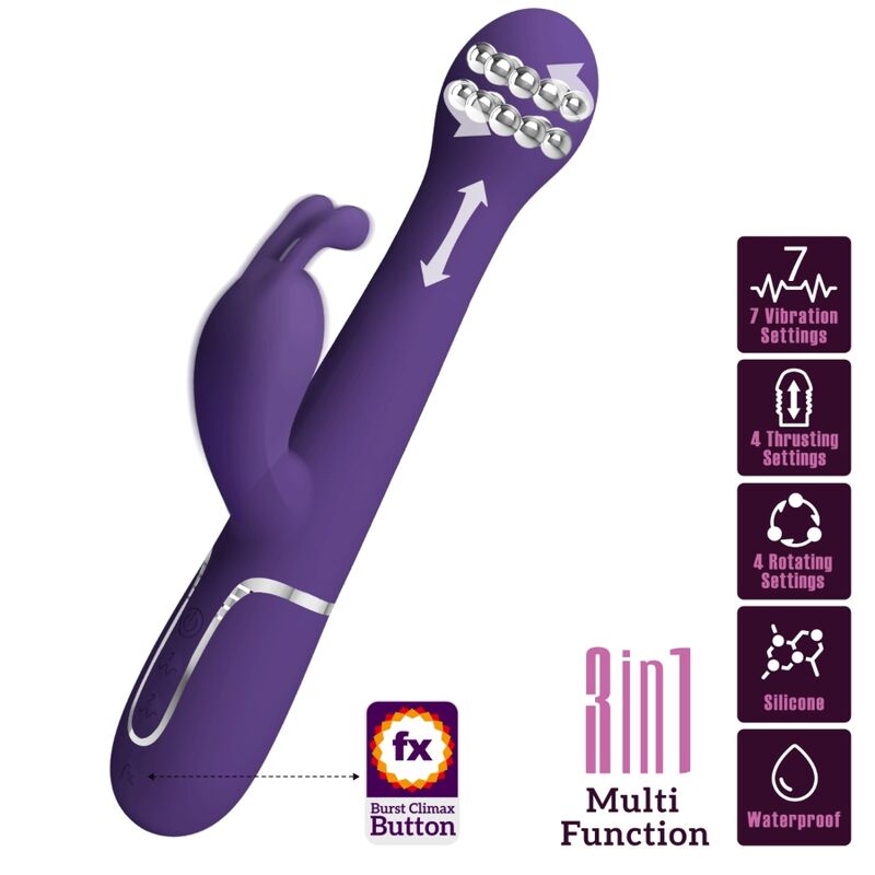 PRETTY LOVE - DEJON VIBRATORE CONIGLIO MULTIFUNZIONE 3 IN 1 VIOLA