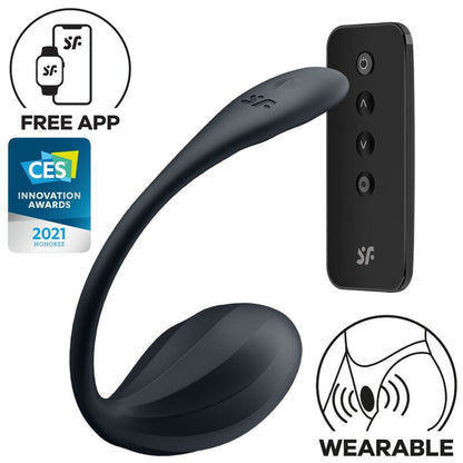 SATISFYER - STIMOLATORE PUNTO G A PETALI COSTOLATI CON TELECOMANDO NERO E APP GRATUITA