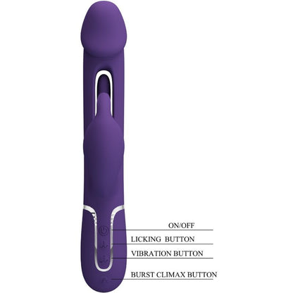 PRETTY LOVE - KAMPAS VIBRATORE CONIGLIO MULTIFUNZIONE 3 IN 1 CON LINGUA VIOLA