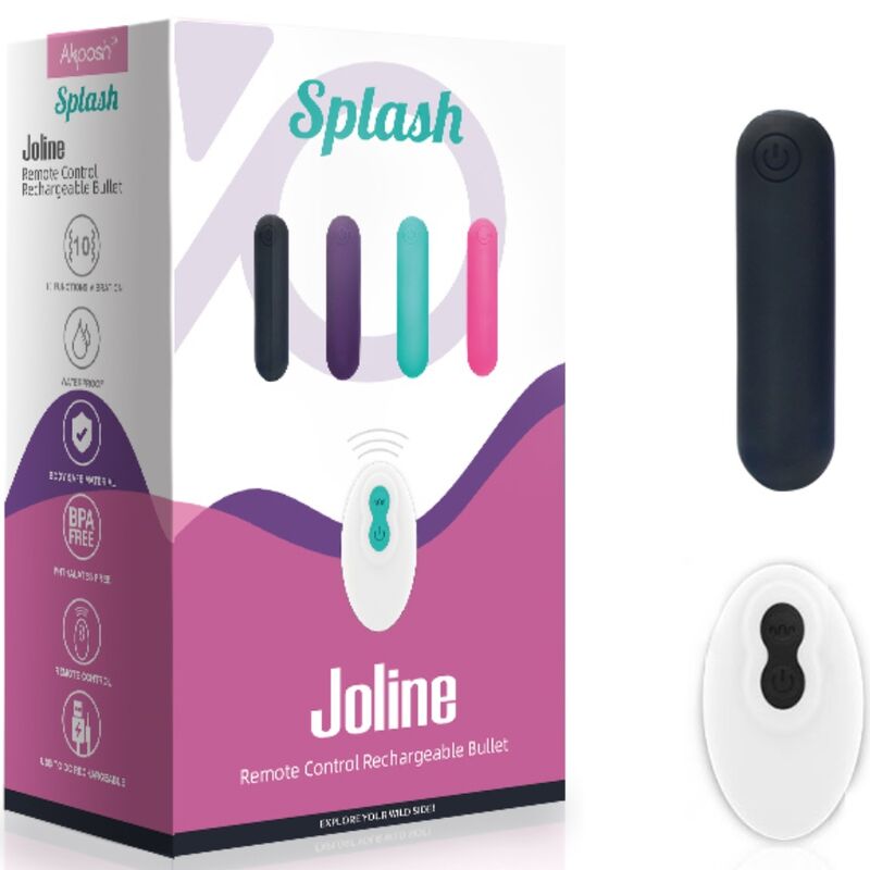 ARMONY - SPLASH JOLINE PROIETTILE VIBRANTE IN SILICONE TELECOMANDO 10 VIBRAZIONI 65 X 15 CM NERO