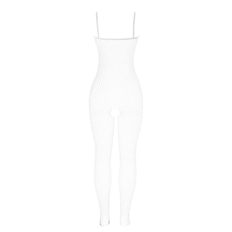 SUBBLIME - 951740 Bodystocking a rete bianca senza cavallo con fiocchi, taglia unica