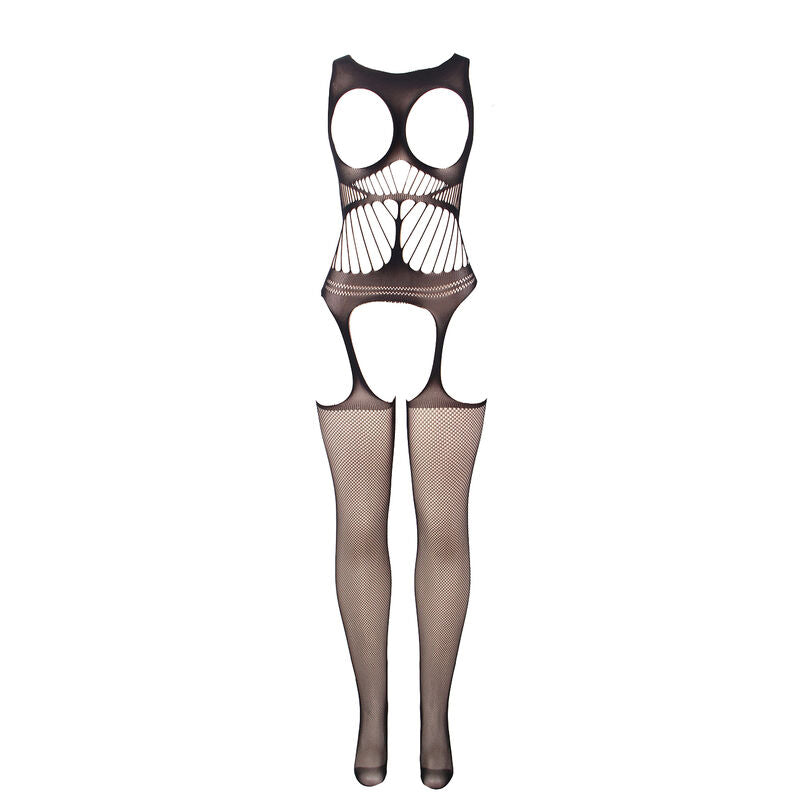 SUBBLIME - 951900 Bodystocking a rete senza cavallo con coppa e spalle scoperte, nero, taglia unica
