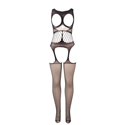 SUBBLIME - 951900 Bodystocking a rete senza cavallo con coppa e spalle scoperte, nero, taglia unica