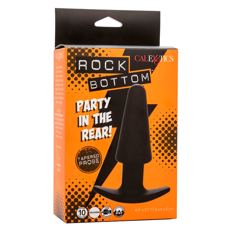 CALEXOTICS - TAPPO ANALE CONICO ROCK BOTTOM 10 VIBRAZIONI IN SILICONE NERO