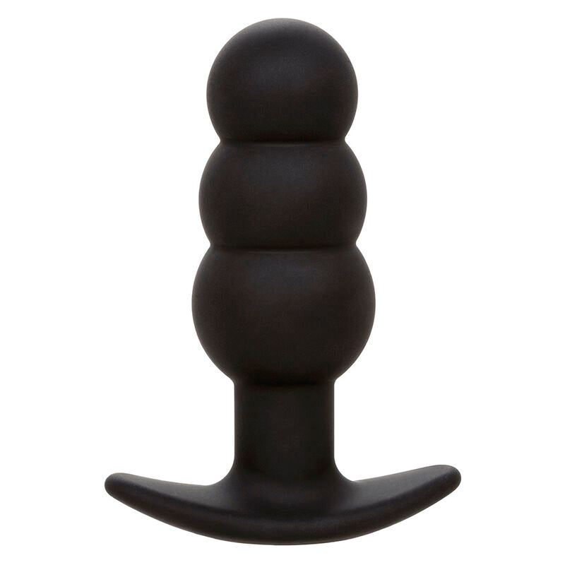 CALEXOTICS - PLUG ANALE ROCK BOTTOM CON PERLINE 10 VIBRAZIONI SILICONE NERO