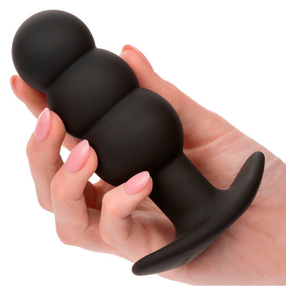 CALEXOTICS - PLUG ANALE ROCK BOTTOM CON PERLINE 10 VIBRAZIONI SILICONE NERO