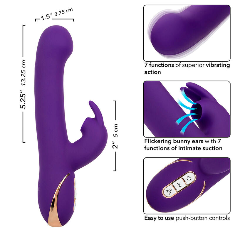 CALEXOTICS - JACK RABBIT VIBRATORE E STIMOLATORE 7 LIVELLI DI VIBRAZIONE E ASPIRAZIONE BLU