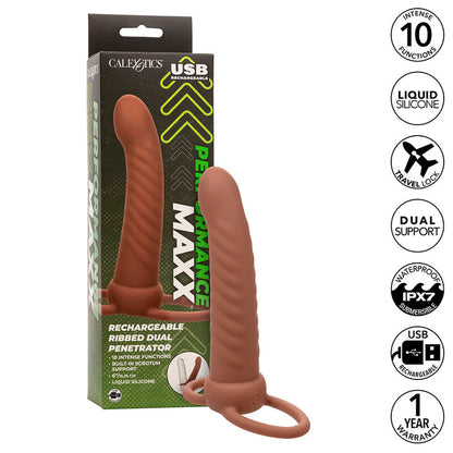 CALEXOTICS - PENETRATORE A DOPPIA COSTINA MAXX 10 VIBRAZIONI MULATTO