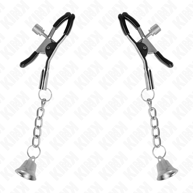 KINK - MORSETTI PER CAPEZZOLI CON PENDENTE A CAMPANELLA IN ARGENTO 6 CM