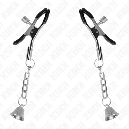 KINK - MORSETTI PER CAPEZZOLI CON PENDENTE A CAMPANELLA IN ARGENTO 6 CM