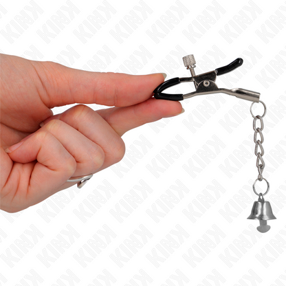 KINK - MORSETTI PER CAPEZZOLI CON PENDENTE A CAMPANELLA IN ARGENTO 6 CM