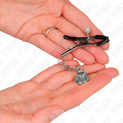 KINK - MORSETTI PER CAPEZZOLI CON PENDENTE A CAMPANELLA IN ARGENTO 6 CM