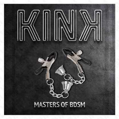 KINK - MORSETTI PER CAPEZZOLI CON PENDENTE A CAMPANELLA IN ARGENTO 6 CM