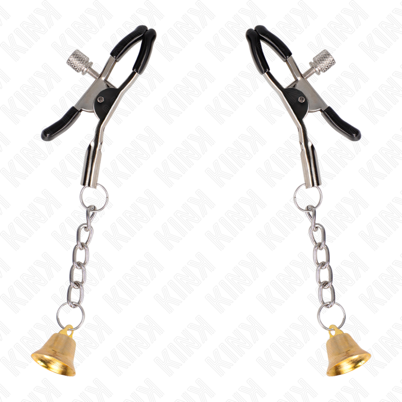 KINK - MORSETTI PER CAPEZZOLI CON PENDENTE A CAMPANELLA IN ORO 6 CM