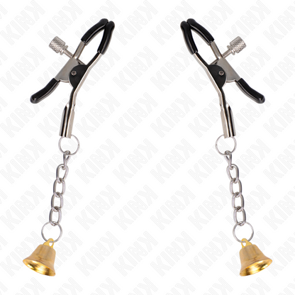 KINK - MORSETTI PER CAPEZZOLI CON PENDENTE A CAMPANELLA IN ORO 6 CM