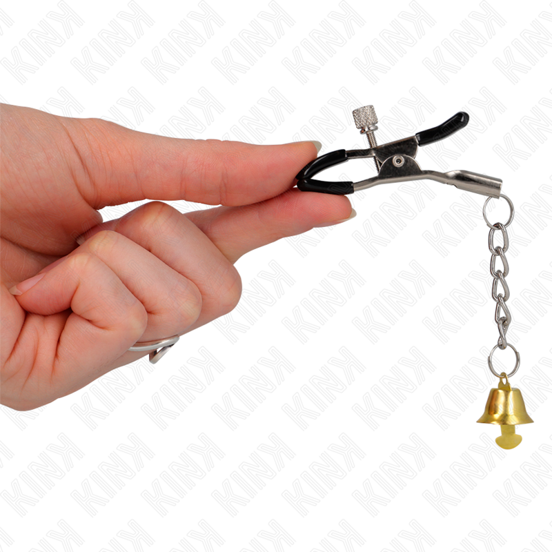 KINK - MORSETTI PER CAPEZZOLI CON PENDENTE A CAMPANELLA IN ORO 6 CM