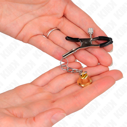 KINK - MORSETTI PER CAPEZZOLI CON PENDENTE A CAMPANELLA IN ORO 6 CM