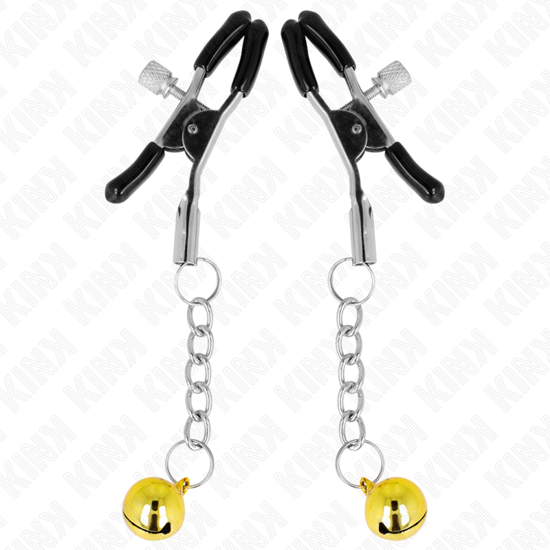 KINK - MORSETTI PER CAPEZZOLI CON CIONDOLO A CAMPANELLA DORATA 6 CM