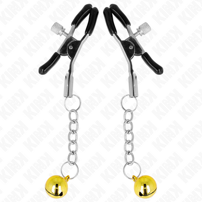 KINK - MORSETTI PER CAPEZZOLI CON CIONDOLO A CAMPANELLA DORATA 6 CM