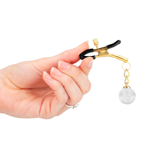 KINK - MORSETTI PER CAPEZZOLI IN ORO CON PENDENTE IN VETRO 6 CM