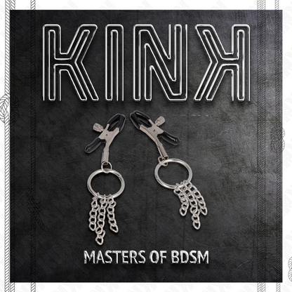 KINK - MORSETTI PER CAPEZZOLI CON ANELLO E CATENINE ARGENTO 6 CM