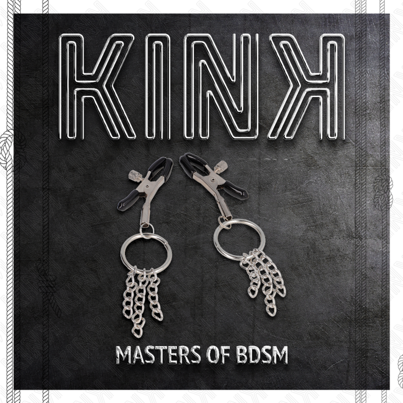 KINK - MORSETTI PER CAPEZZOLI CON ANELLO E CATENINE ARGENTO 6 CM