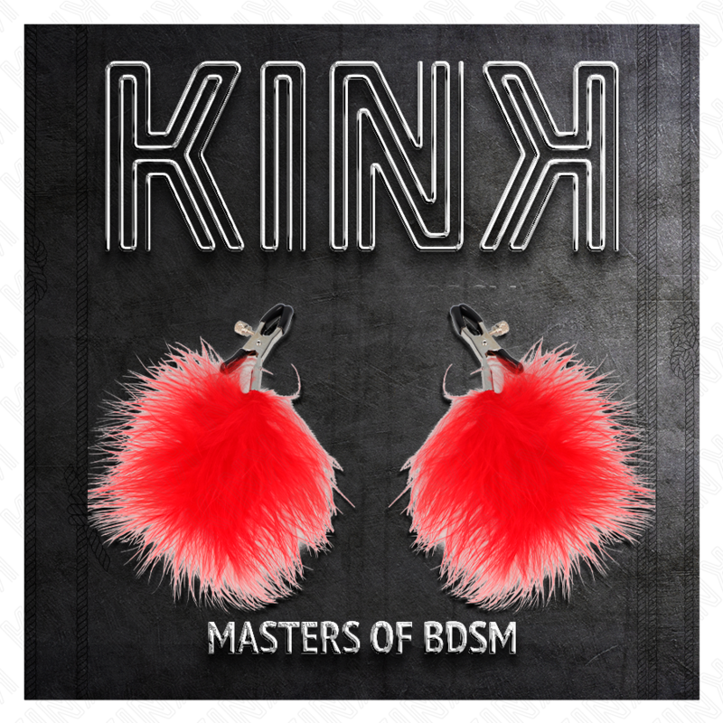 KINK - MORSETTI PER CAPEZZOLI IN PIUMA ROSSA 7 CM