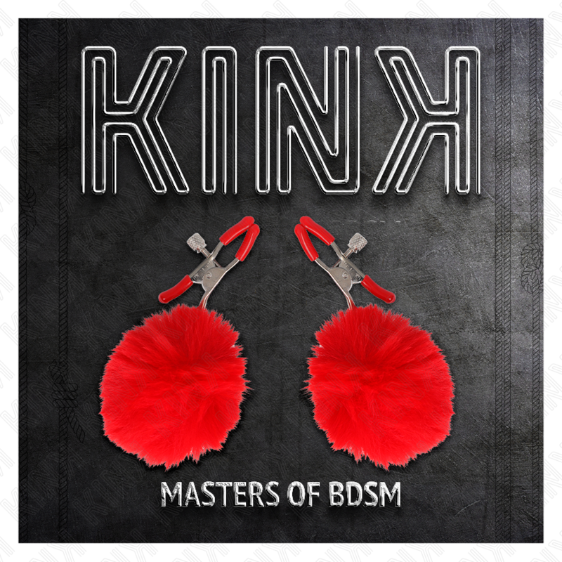 KINK - MORSETTI PER CAPEZZOLI CON POMPON ROSSO 6 CM