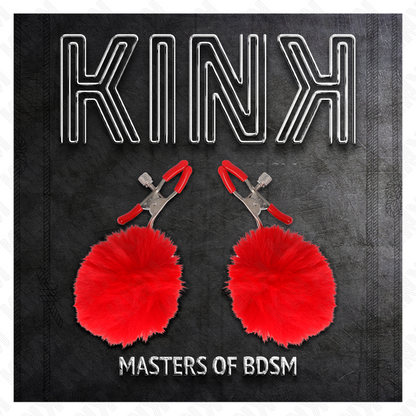 KINK - MORSETTI PER CAPEZZOLI CON POMPON ROSSO 6 CM