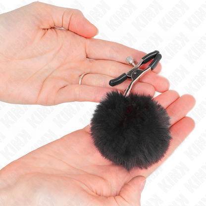 KINK - CLIP PER CAPEZZOLI CON POMPON NERO 6 CM