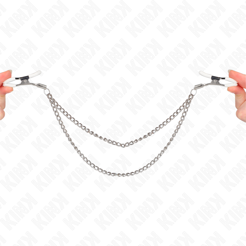 KINK - MORSETTI PER CAPEZZOLI CON DOPPIA CATENA SOTTILE ARGENTO 20/23 CM