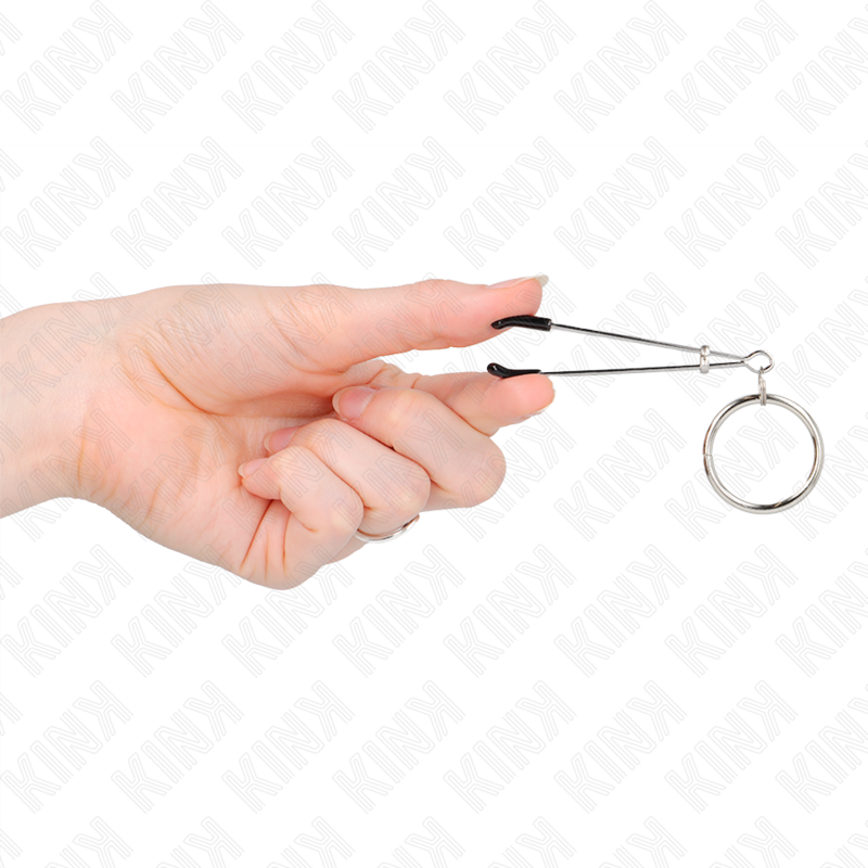 KINK - MORSETTI PER CAPEZZOLI SOTTILI CON ANELLO IN ARGENTO 7 CM