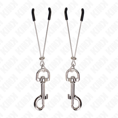 KINK - MORSETTI PER CAPEZZOLI SOTTILI CON GANCIO ARGENTO 7 CM